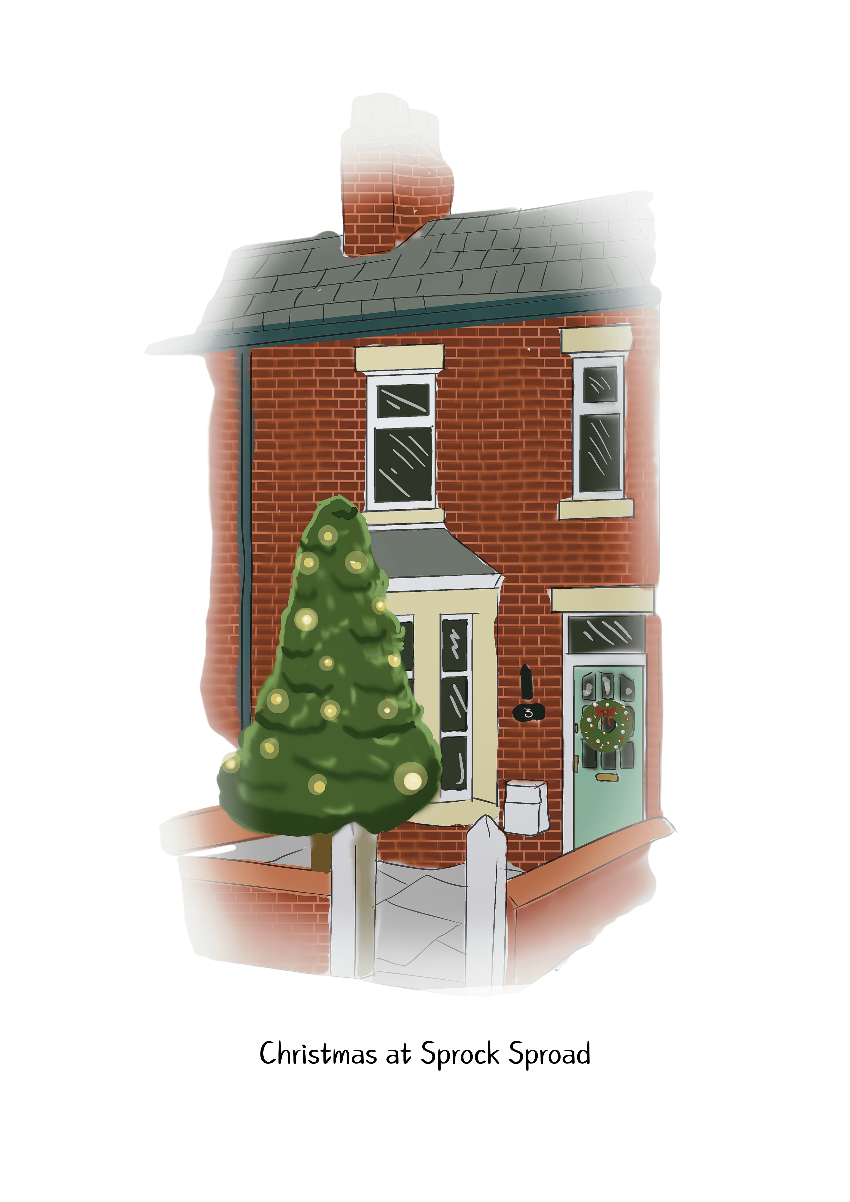 Custom Christmas building illustration