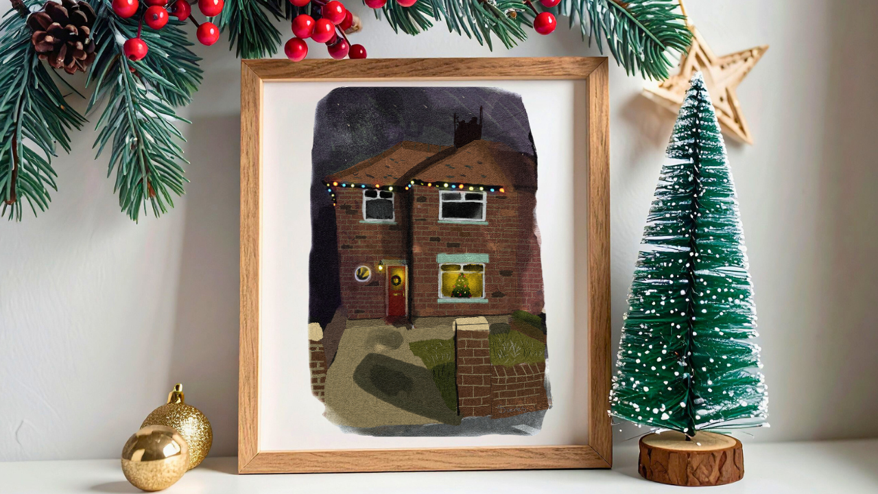 Custom Christmas building illustration