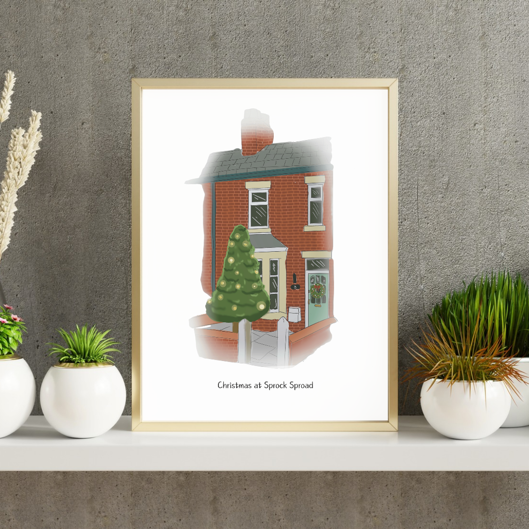 Custom Christmas building illustration