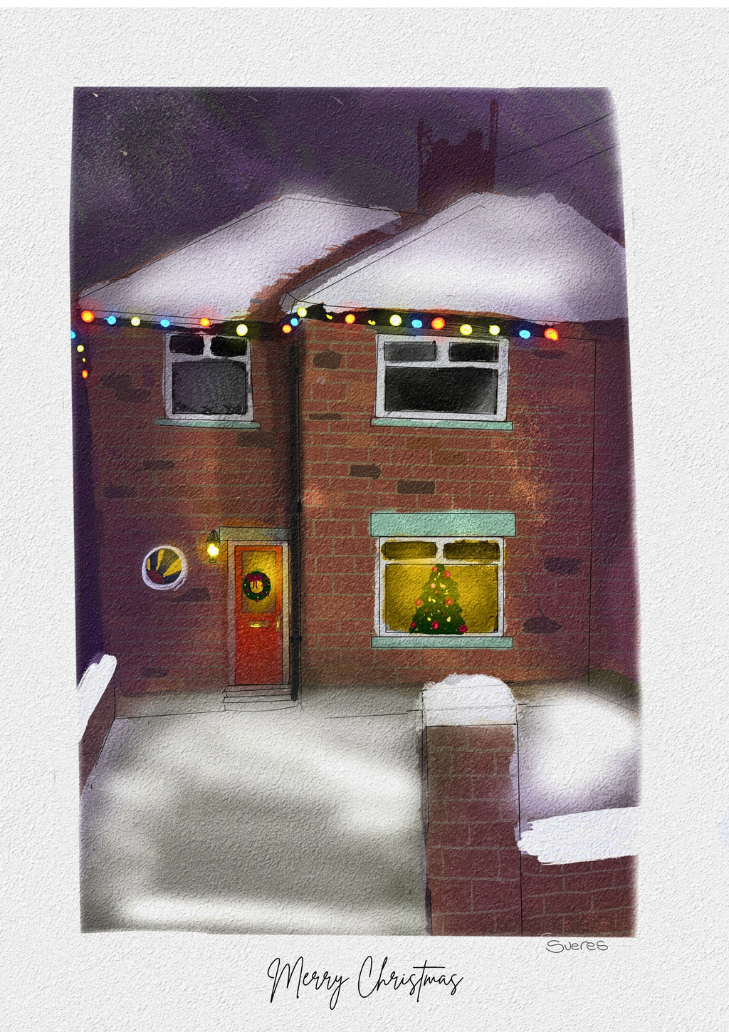 Custom Christmas building illustration